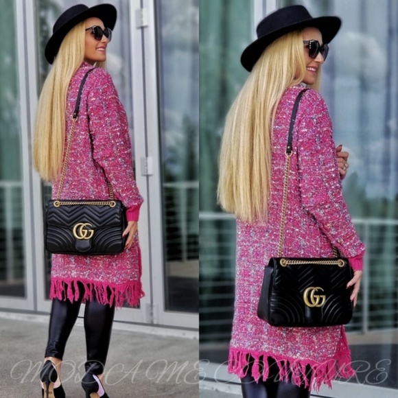 GIRLY DOLLZ Tweed Cardigan - Pink Open Front - Picture 2 of 3